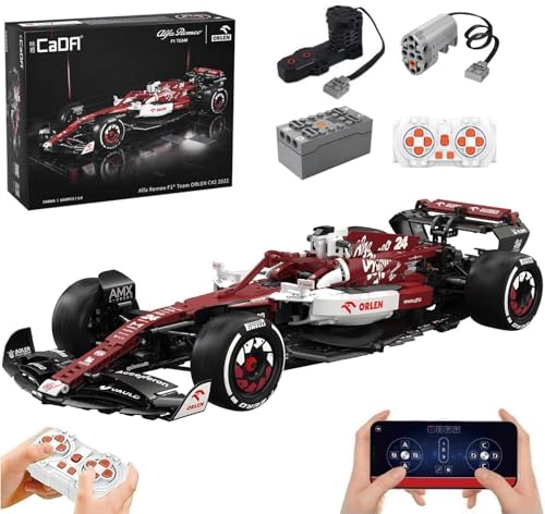 MOCSETS Technik F1 Auto für Alfa Romeo F1 Team Orlen C42 2022, Mit 2Motoren Set, Modellauto-Bausatz im Maßstab 1:8, Klemmbausteine Formel 1 Auto aus 1868+ Teile von MOCSETS