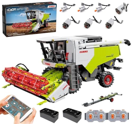 MOCSETS Technik Mähdrescher für CADA CLAAS Dominator 370 C61508W, Mit 7Motoren Set, Harvester Modellbausatz im Maßstab 1:17, Klemmbausteine Mahdrescher aus 4567+ Teile (Mit Originalkarton) von MOCSETS