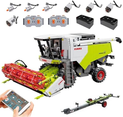 MOCSETS Technik Mähdrescher für CADA CLAAS Dominator 370 C61508W, Mit 7Motoren Set, Harvester Modellbausatz im Maßstab 1:17, Klemmbausteine Mahdrescher aus 4567+ Teile (Ohne Originalkarton) von MOCSETS