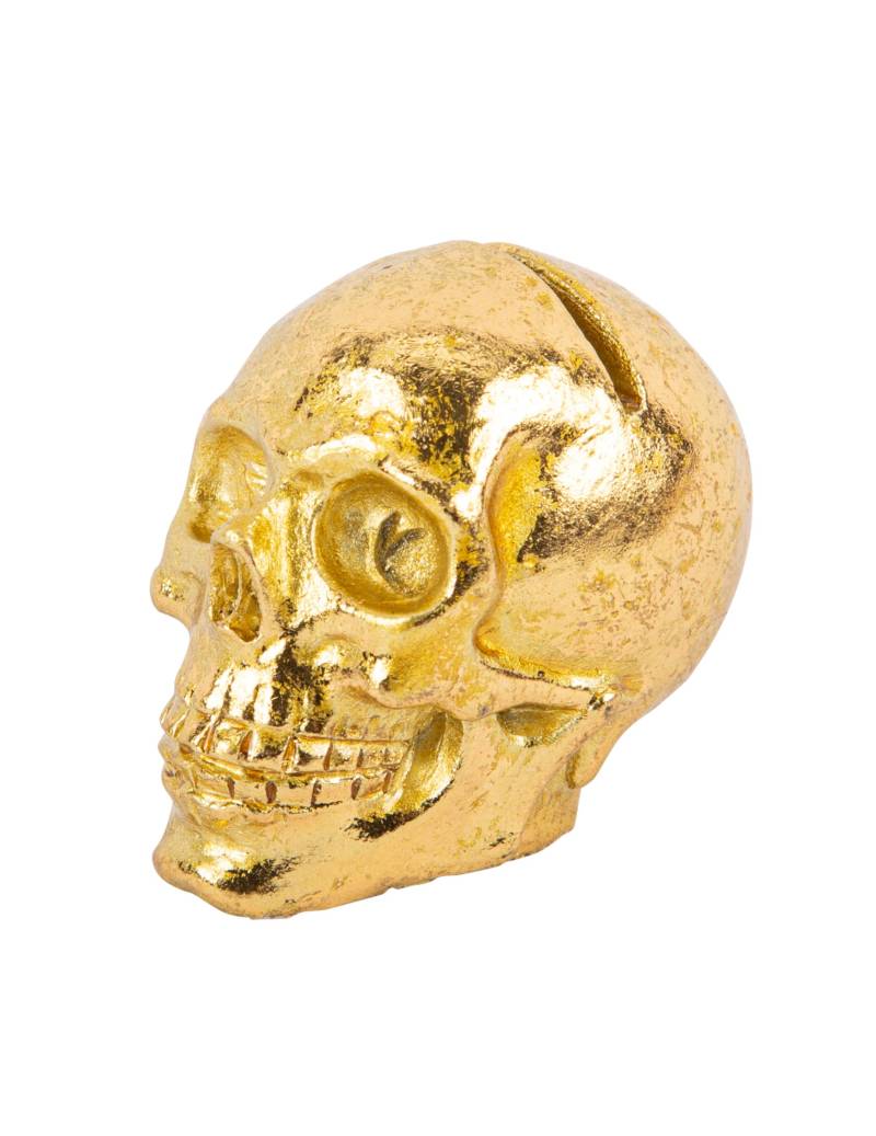 Totenkopf-Platzkarten aus Goldharz goldfarben 4 x 3,5 cm 2 Stück von ARTYFETES