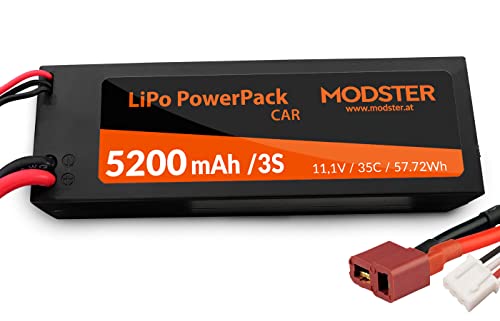 LiPo Akku 3S 11,1V 5200 mAh 35C (Deans) MODSTER PowerPack Car Hardcase, MD10178, schwarz von MODSTER