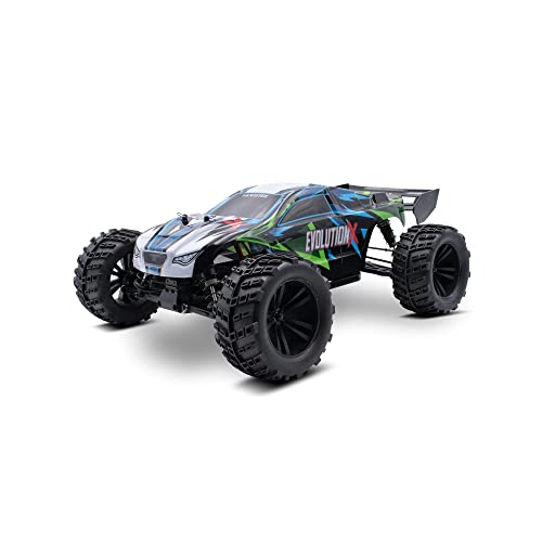 MODSTER Evolution X Elektro Brushless RC Monster Truck 4WD 1:10 RTR I Monstertruck ferngesteuert 2.4GHz I Kugelgelagerter Gelände Multifunktionstruck I Mit Fernsteuerung & Wasserschutz I bis zu 65km/h von MODSTER