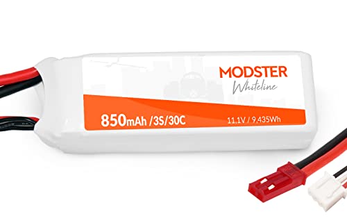 MODSTER LiPo Akku 3S 11,1V 850 mAh 30C (JST) WhiteLine, Multicolor von MODSTER