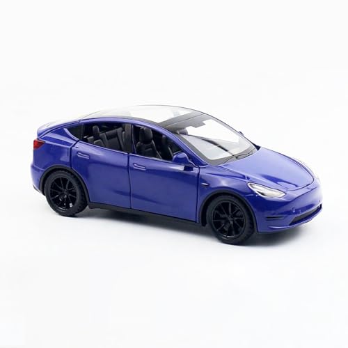 MODVKVK Tesla Model Y 1:32 Modellauto, Spielzeugauto mit Licht & Musik, Zurückziehfunktion, Legierungsdruckguss, Ideal für Kinder ab 3 Jahren & Sammler (Blau) von MODVKVK