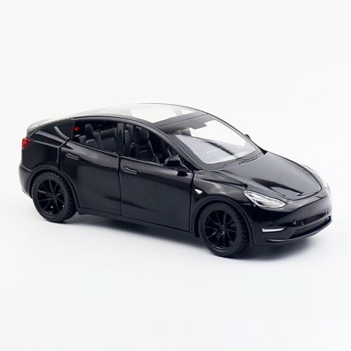 MODVKVK Tesla Model Y 1:32 Modellauto, Spielzeugauto mit Licht & Musik, Zurückziehfunktion, Legierungsdruckguss, Ideal für Kinder ab 3 Jahren & Sammler (Schwarz) von MODVKVK