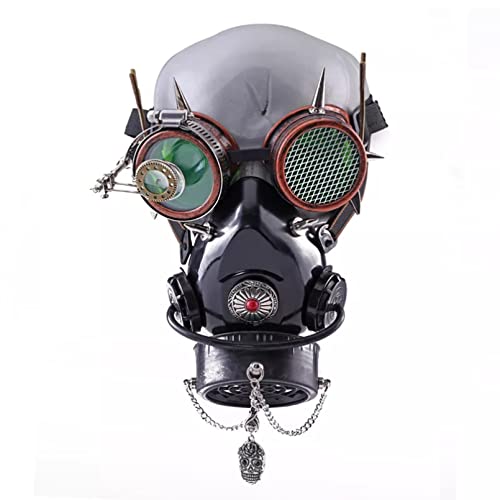 MOHDHAF- Halloween Maske Halloween Steampunk Maske Brille Set Anime Cosplay Mode Beliebte Geweih Brille Masken Mit Schädel Kette Party von MOHDHAF