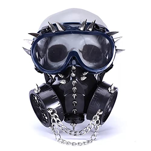 MOHDHAF- Halloween Maske Steampunk Cool Nagel Kette Maske Mit Brille Atemschutzmaske Cosplay Niet Brille Gesichtsmaske Party Zubehör von MOHDHAF