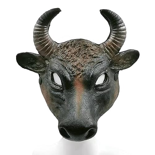 MOHDHAF-Hworks Cosplay Costume Mask 3D Realistic Animal Mask Halloween Easter Carnival Party Cosplay Funny PU Foam Buffalo Mask von MOHDHAF