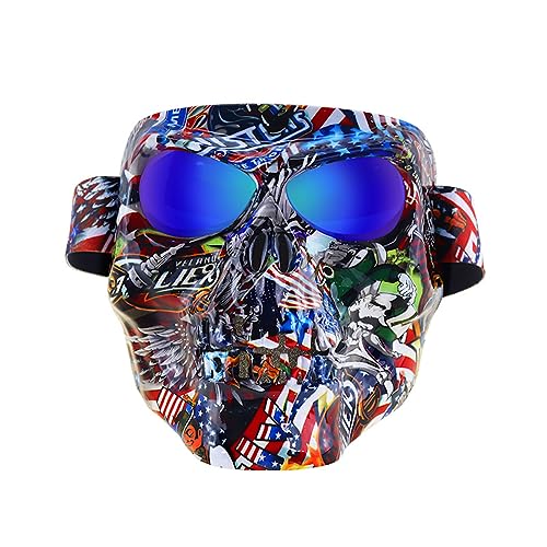 MOHDHAF-Hworks Cosplay Costume Mask Halloween Skull Mask Full Face Grimace Full Head Mask Glasses Off-Road Vehicle Glasses Wind and Sand von MOHDHAF