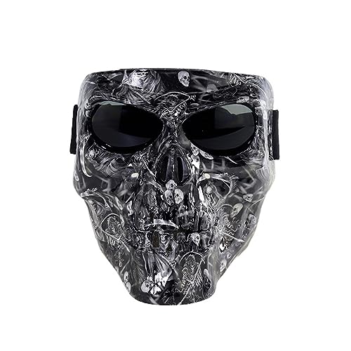 MOHDHAF-Hworks Cosplay Costume Mask Halloween Skull Mask Full Face Grimace Full Head Mask Glasses Off-Road Vehicle Glasses Wind and Sand von MOHDHAF