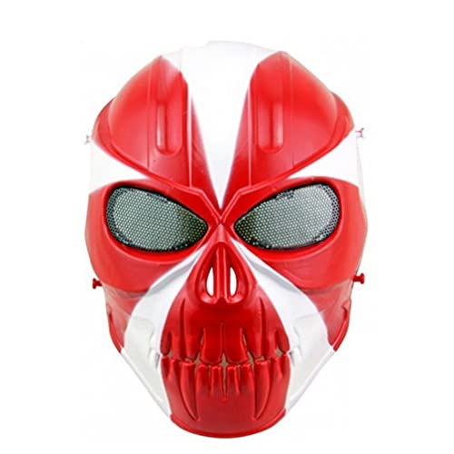 MOHDHAF-Hworks Rot Weiß Skelett Cosplay Maske Halloween Cosplay Requisiten Kunststoff Overhead Cosplay Maske von MOHDHAF