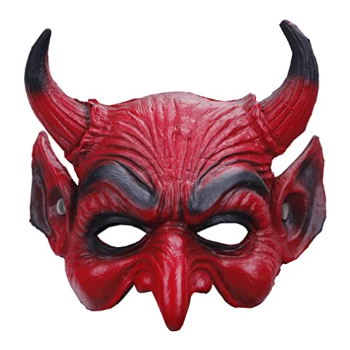 MOHDHAF-Hworks Rote Teufelsmaske PU Half Face Cover Halloween Cosplay Prop von MOHDHAF