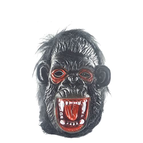 MOHDHAF-Schwarze Gorilla Cosplay Maske Vollgesichts-Kopfbedeckung Affe Tier Vinyl Cosplay Maske Horror Kopfbedeckung für Halloween Karneval Kostüm Party Requisiten von MOHDHAF