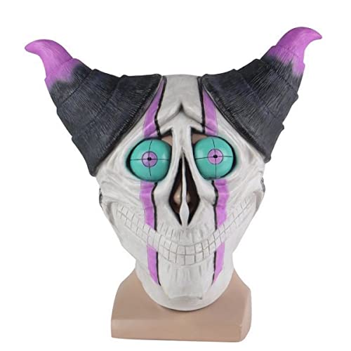 MOHDHAF-Spiel Kopfbedeckung Cos Schädel Hörner Horror Lächeln Cosplay Maske Kopfbedeckung Maske Horror Kopfbedeckung für Halloween Karneval Kostüm Party Requisiten von MOHDHAF