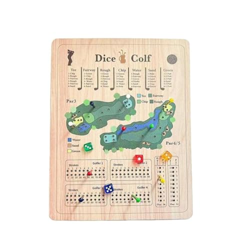 MOHXFE Golf Dice Game,Golf Dice Board Game, Wood Tabletop Golf Dice Game,Portable Board Game Gift for Golfers, Friends (Style-B) von MOHXFE