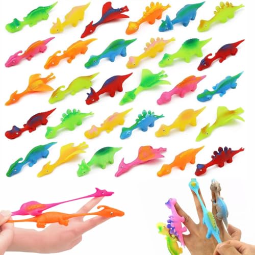 MOHXFE Sling Shot Dinosaur Finger Toys,Dinosaur Finger Slingshot,Signature Dinosaur,Finger Slingshot Dinosaurs Animal Toy,Flying Rubber Stretchable Dino Catapult (10PC) von MOHXFE