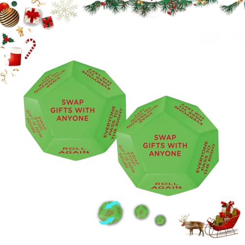 Santa Swap Gift Exchange Dice,Christmas Party Gift Exchange Dice Game,2025 New - Santa Swap Gift Exchange Oversized Die,Christmas Group Party Game,12 Different Sides - 3 X 3 X 3 in (2PC) von MOHXFE