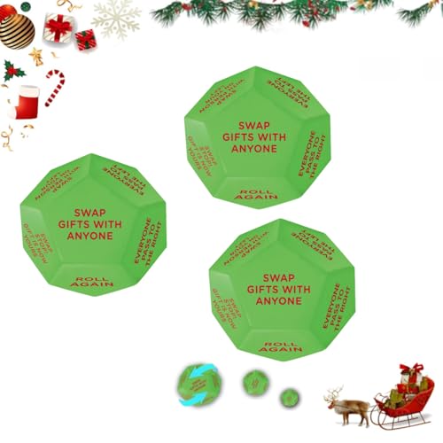 Santa Swap Gift Exchange Dice,Christmas Party Gift Exchange Dice Game,2025 New - Santa Swap Gift Exchange Oversized Die,Christmas Group Party Game,12 Different Sides - 3 X 3 X 3 in (3PC) von MOHXFE