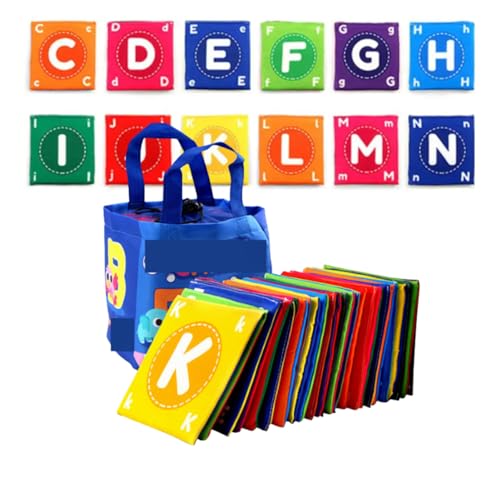 Weiche Alphabet-Karten,Kreative weiche Alphabet-Flash-Karten,Alphabet-Stoffkacheln für Kleinkinder,Early Childhood Enlightenment Book Letters,Waschbare Letter Early Educational Toy (1pcs-A) von MOHXFE