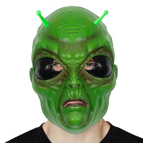 Halloween-Party-Maske, Alien-Maske, Maskerade-Maske, Alien-Cosplay-Maske, Streichkostümmaske, Vollkopfmaske für Karneval, Alien, Cosplay, Streichkostüm, Vollkopfmaske, Alien-Maske für Halloween von MOIDHSAG