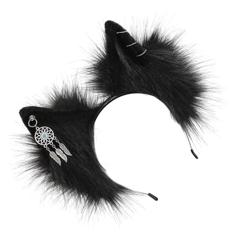 Handgefertigte Katzenohr-Stirnbänder mit Metall-Ohrringen, Plüsch-Katzen-Stirnbänder für Anime-Themenversammlungen, Weihnachtsgeschenk für Mädchen von MOIDHSAG