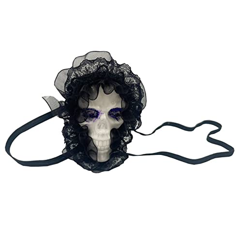 MOIDHSAG Augenklappe für Mädchen, dunkle Skelett-Augenklappe, einzelnes Auge, Spitze, Totenkopfauge, Halloween, Cosplay-Zubehör von MOIDHSAG