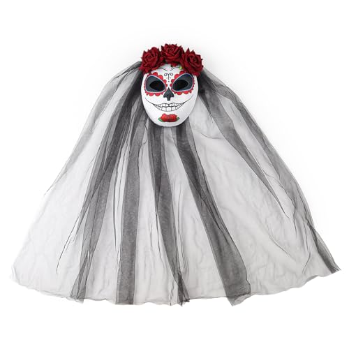 MOIDHSAG Halloween Schleier Halloween Rose Blume Schleier Gruselige Braut Kostüm Halloween Kostüm Zubehör für Frauen von MOIDHSAG