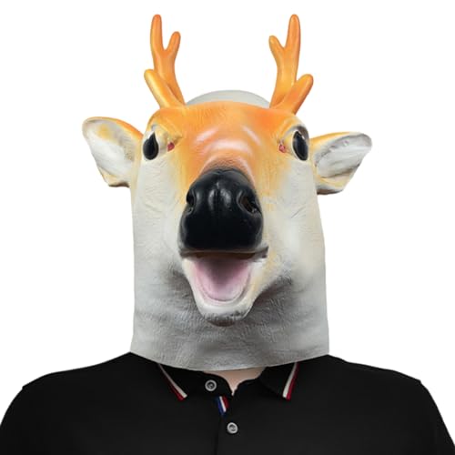 MOIDHSAG Hirsch Tierkopf Helme Giraffe Hirsch Full Over Head Cosplay Kostüm Geschenke von MOIDHSAG