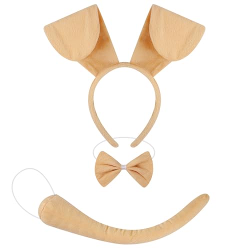 MOIDHSAG Kinder-Hundekostüm-Set mit Hundeohren, Stirnband, Schwanz, Fliege, Nasenrock, Halloween, Tier, Hunde-Outfit, Zubehör für Damen und Mädchen von MOIDHSAG