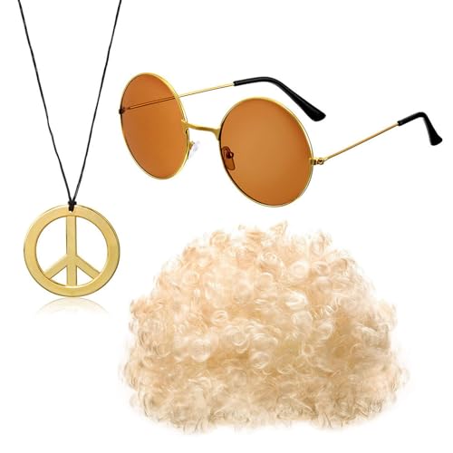 MOIDHSAG Kostümzubehör, Party-Dekor-Set, Friedenszeichen, Halsketten, Sonnenbrillen für Halloween-Party von MOIDHSAG