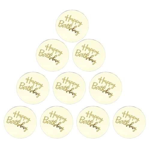 MOIDHSAG Tortenaufsätze, rund, mit Gravur, "Happy Birthday", Acryl, Cupcake-Topper, Kuchendekoration, Partyzubehör, 10 Stück von MOIDHSAG