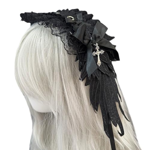 MOIDHSAG Verstellbares Flügel Haarband Gothic Punk Haarband Kopfbedeckung Bequemes Stirnband Stilvolles Party Kostüm Haar Accessoire von MOIDHSAG