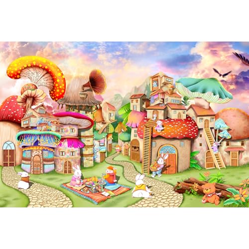 Puzzle 100 Teile Mit Hochwertigem,für Kinder ab 6 Jahren, für Puzzle Ab 7 Jahre, für Mädchen Und Jungen Puzzle Ab 8 Jahre,Puzzle 100 Teile Kinder-Pilzhaus von MOJIGE