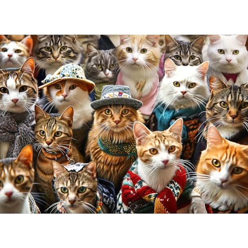 Puzzle 1000 Teile,Puzzle Erwachsene, EIN Herausforderndes Rätsel,Puzzlespiele für Die Ganze Familie,Geschenke für Frauen,Geschenke für Männer,Thema:Fashion Cat-Kollektion von MOJIGE