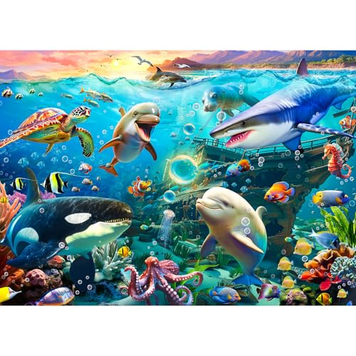 Puzzle 1000 Teile,Puzzle Erwachsene, EIN Herausforderndes Rätsel,Puzzlespiele für Die Ganze Familie,Geschenke für Frauen,Geschenke für Männer,Thema:Unterwasserabenteuer von MOJIGE