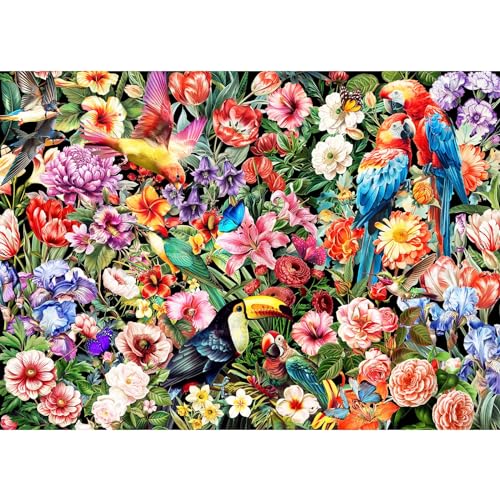 Puzzle 1000 Teile,puzzle Erwachsene, Ein herausforderndes Rätsel,Puzzlespiele für die ganze Familie,Geschenke für Frauen,Geschenke für männer,Thema:Blumen und Vögel von MOJIGE