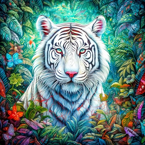 Puzzle 1024 Teile,Puzzle Erwachsene, EIN Herausforderndes Rätsel,Puzzlespiele für Die Ganze Familie,Geschenke für Frauen,Geschenke für Männer,Thema:Weißer Tiger von MOJIGE