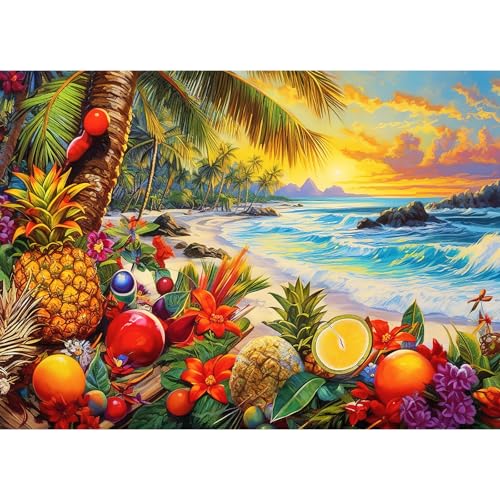 Puzzle Erwachsene 1000 Puzzles für Erwachsene Herausfordernde Puzzles Puzzlespiel für das Ganze für Frauen Geschenke für Männer Thema: tropischer Strand von MOJIGE