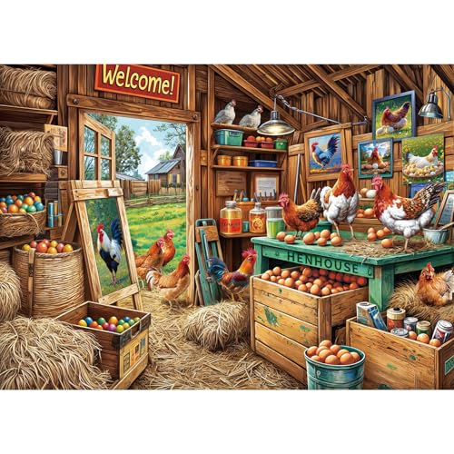 Puzzles 1000 Teile für Erwachsene, Puzzle für Erwachsene, 1000-teiliges Puzzle, herausforderndes Spiel für das Ganze für Frauen, Geschenke für Männer, Thema: Hühnerstall Puzzles 1000 Teile für Erwachsene, Puzzle für Erwachsene, 1000-teiliges Puzzle, herausforderndes Spiel für das Ganze für Frauen, Geschenke für Männer, Thema: Hühnerstall von MOJIGE