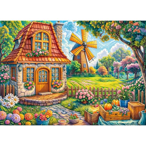 Puzzles 1000 Teile für Erwachsene, Puzzle für Erwachsene, 1000-teiliges Puzzle, herausforderndes Spiel für das Ganze für Frauen, Geschenke für Männer, Thema: Landhaus Puzzles 1000 Teile für Erwachsene, Puzzle für Erwachsene, 1000-teiliges Puzzle, herausforderndes Spiel für das Ganze für Frauen, Geschenke für Männer, Thema: Landhaus von MOJIGE