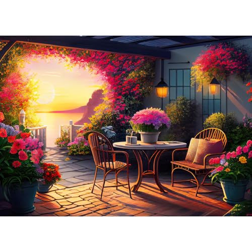 Puzzles für Erwachsene, 1000 Puzzles für Erwachsene, herausfordernde Puzzles, Puzzle-Spiel für das Ganze für Frauen, Geschenke für Männer, Thema: Blumenzimmer am Morgen von MOJIGE