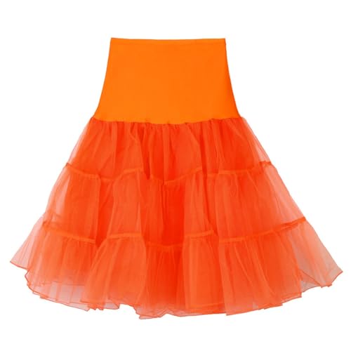 MOKBAY Faschingskostüm Damen 80er Tütü Damen Fasching Cosplay Röcke Kurz Party Karnevalskostüme Damen Vintage Karneval Kostüme Für Erwachsene orange L 131 von MOKBAY