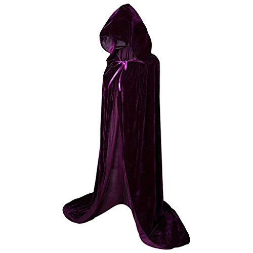 MOKBAY Halloween Umhang mit Kapuze Coole KarnevalsKostüme Damen Festival Outfit Damen Gothicfasching Kostüm Halloween Mittelalter Kostüm Geist Vampir Umhang Lila XL von MOKBAY