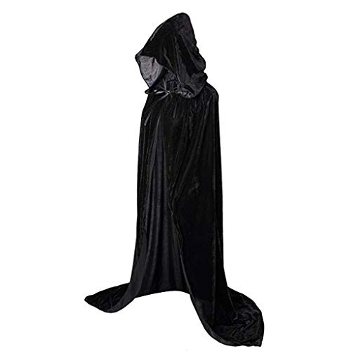 MOKBAY Halloween Umhang mit Kapuze Coole KarnevalsKostüme Damen Festival Outfit Damen Gothicfasching Kostüm Halloween Mittelalter Kostüm Geist Vampir Umhang Schwarz L von MOKBAY