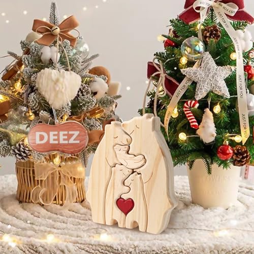 Personalisiertes Holzkunstpuzzle der Bärenfamilie, Holz Bär Skulpturen, Familienpuzzle Bären Aus Holz, Holz Bär Skulpturen für Bürodekoration, Home Tischdekoration, Geschenk für Familie von MOKIDO