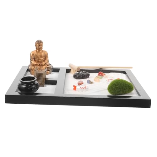 1 Schachtel Zen-sandtisch Sandkastenverzierung Künstliche Bonsai-rechen Buddha-Zen-Garten Desktop-Zen-gartenwerkzeug Dekorativer Sandkasten Stabiles Sand-gartentablett Hölzern MOLUCKFU von MOLUCKFU