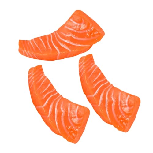 3St Simulation Lachs simuliertes Lachsdekor gefälschter Lachs im Restaurant gefälschtes Lachsmodell wohnungsdeko hausdeko Küchenrequisiten für zu Hause Lachs-Modell PVC Orange MOLUCKFU von MOLUCKFU