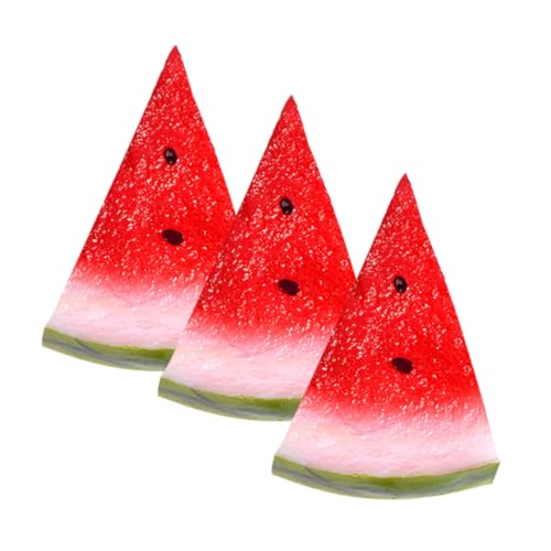 3St Simulierte Wassermelonenscheiben chee gesc laufstall Spielzeug spielwaren fototapete vlies Decor naturgetreue Fruchtdekorationen Simulation Wassermelone falsches Obst PVC rot MOLUCKFU von MOLUCKFU