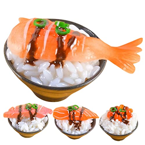 4 Stück Simulierter Sushi-Reis Wasserschale Aus Reispapier Reis Schimmel Gefälschtes Essen Künstliches Sushi-Sashimi-Modell Sushi Gehen Sushi-zubereitungsset Spielküchenzubehör PVC MOLUCKFU von MOLUCKFU