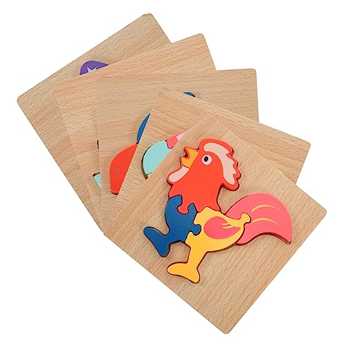 5St Kinder holzspielzeug Holzpuzzle für Kinder Formenpuzzle für Kinder Puzzle-Spielzeug für Kinder Rätsel in Tierform Holzpuzzles für Kinder Holzpuzzles für Kleinkinder hölzern MOLUCKFU von MOLUCKFU